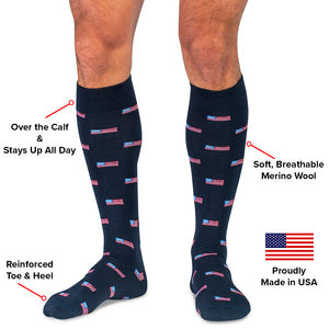 infographic detailing American flag dress socks