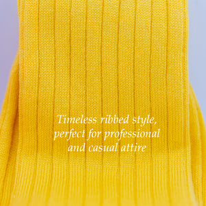 texture of yellow cotton ribbed dress socks