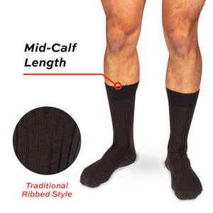 Brown Merino Wool Mid Calf Dress Socks