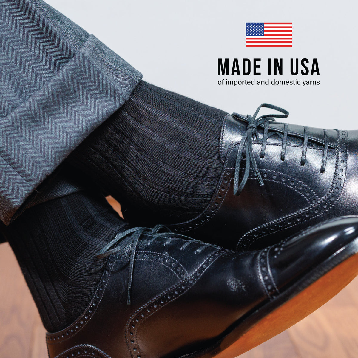 Navy Cotton Over the Calf Dress Socks