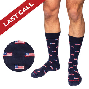 American Flag Navy Cotton Mid-Calf Dress Socks