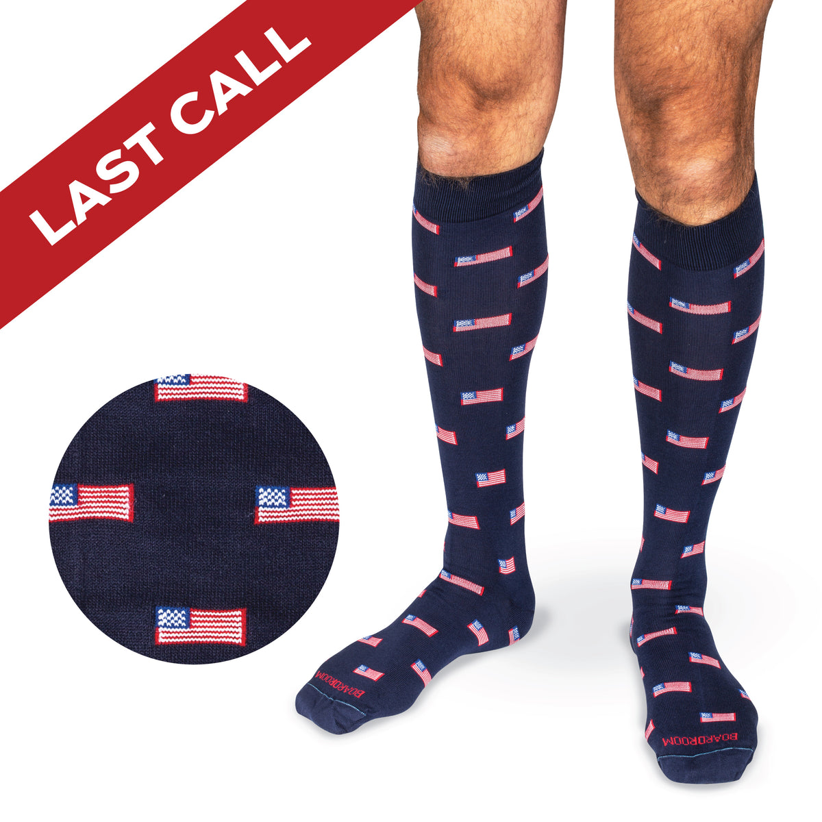 American Flag Navy Cotton Over the Calf Dress Socks