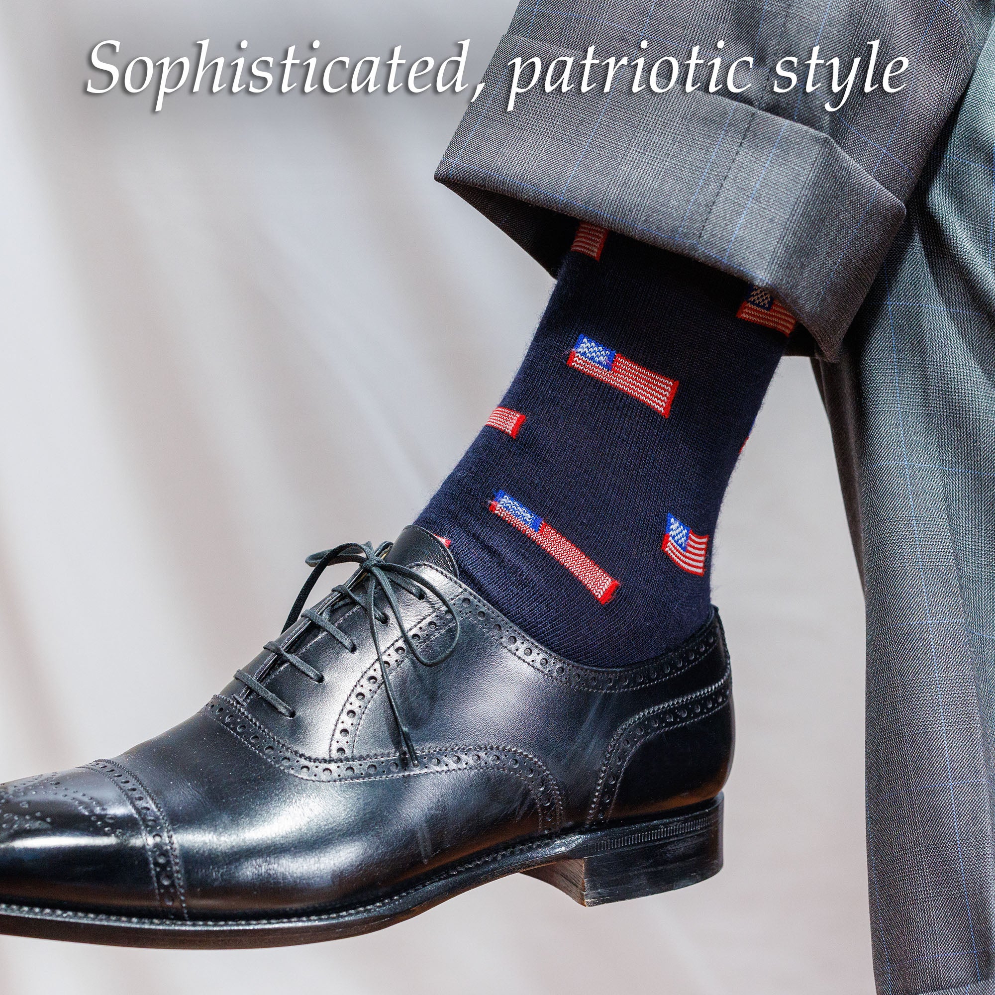 American Flag Navy Merino Wool Over the Calf Dress Socks American Flag Navy Merino Wool Over the Calf Dress Socks