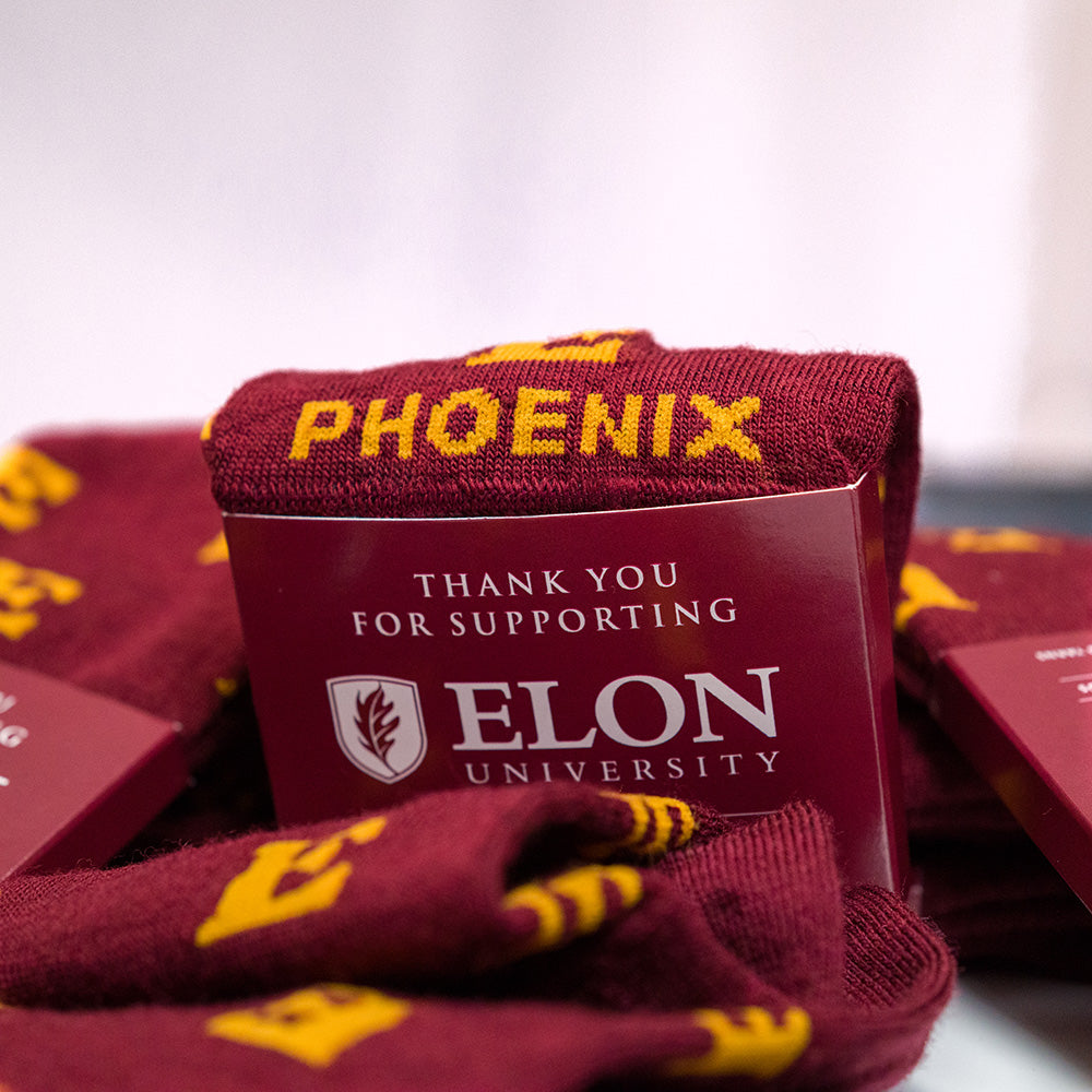 custom dress socks for Elon University made by Boardroom Socks