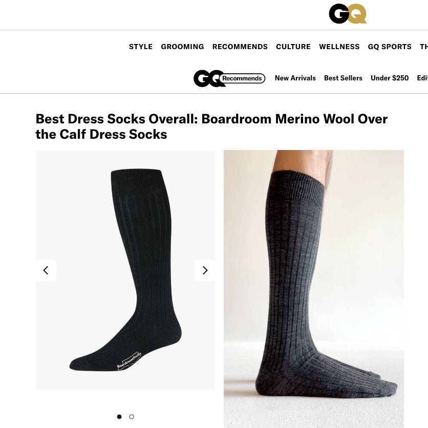 GQ names Boardroom Socks the overall best dress socks for men