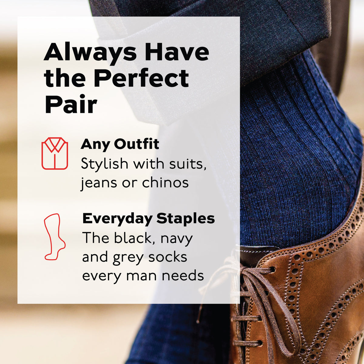 always have the perfect pair for any outfit overlay on crossed legs wearing navy wool socks