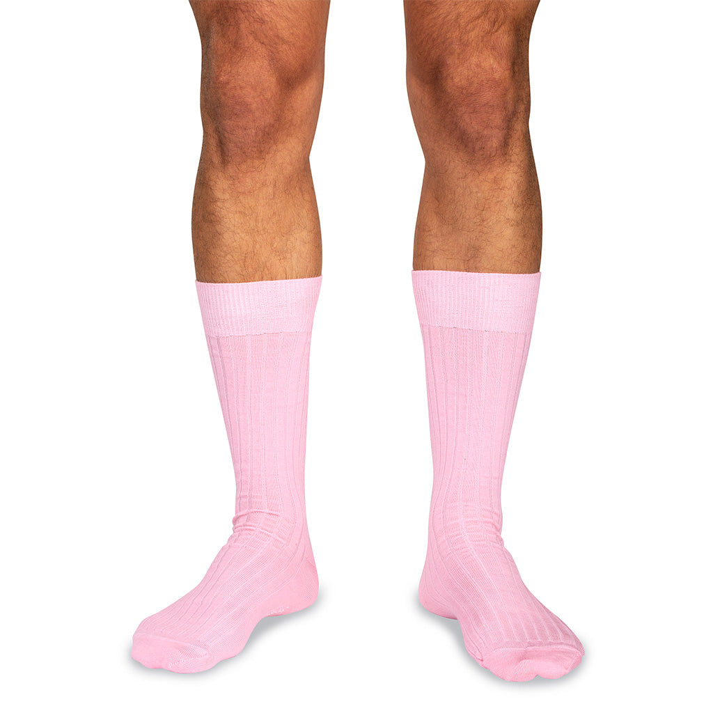 Pink Merino Wool Mid Calf Dress Socks - Boardroom Socks