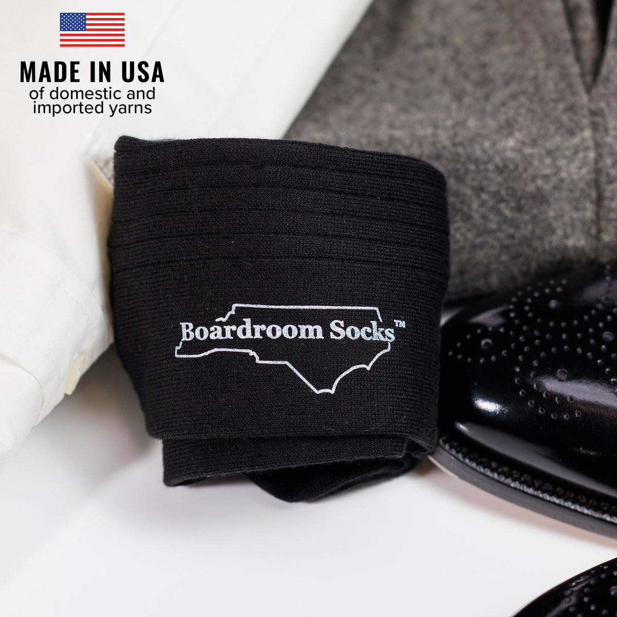 black cotton dress socks paired with business attire