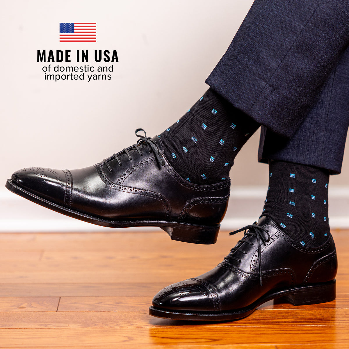 Merino Wool Mid-Calf Patterned Dress Socks