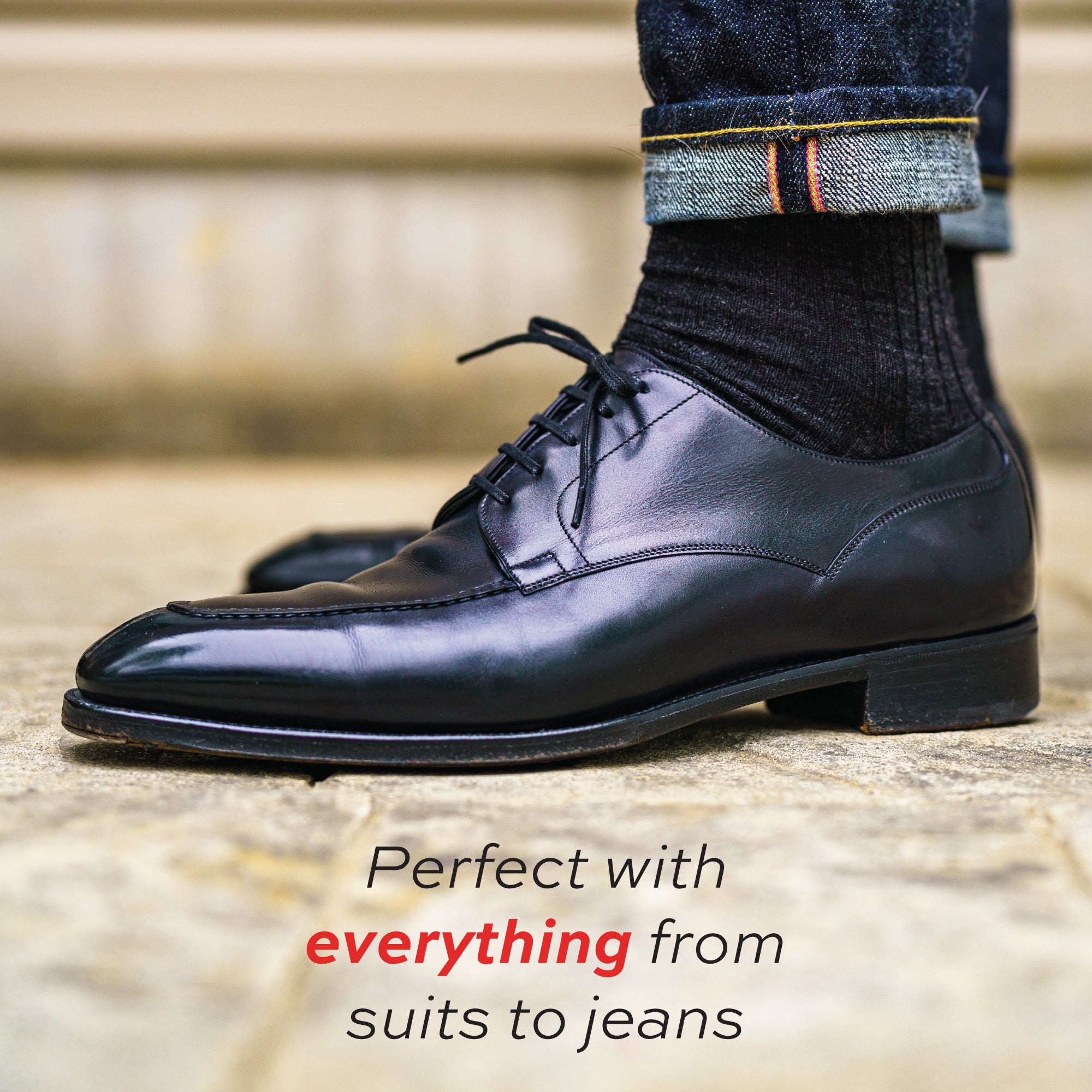Charcoal Merino Wool Over the Calf Dress Socks