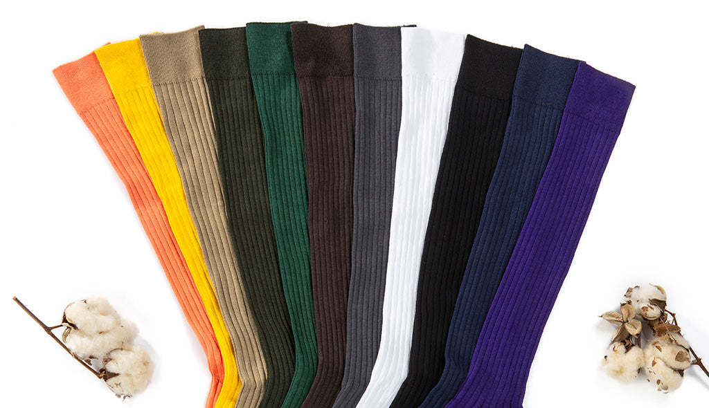 eleven colors of cotton over the calf dress socks from Boardroom Socks