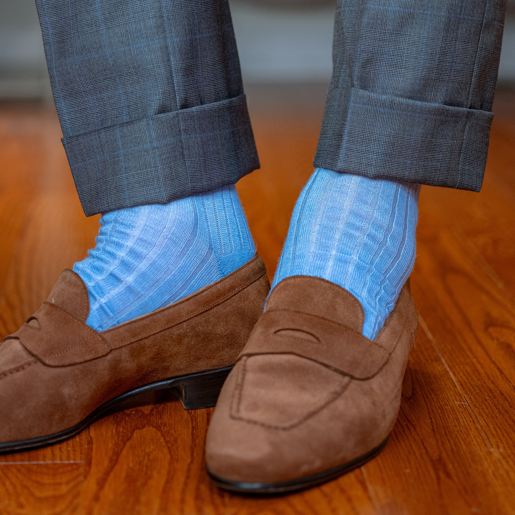 Sky Blue Merino Wool Over the Calf Dress Socks | Boardroom Socks Sky Blue Merino Wool Over the Calf Dress Socks | Boardroom Socks