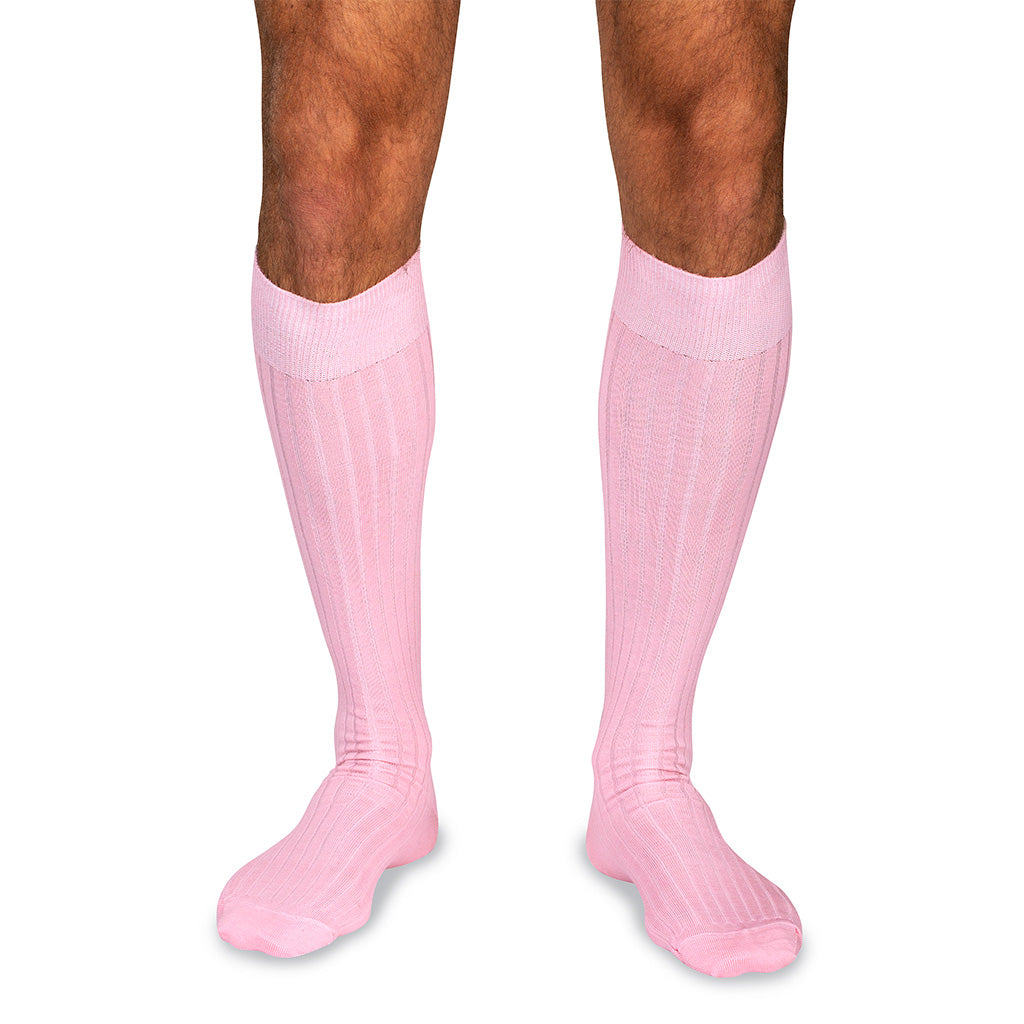Pink Merino Wool Over the Calf Dress Socks Pink Merino Wool Over the Calf Dress Socks