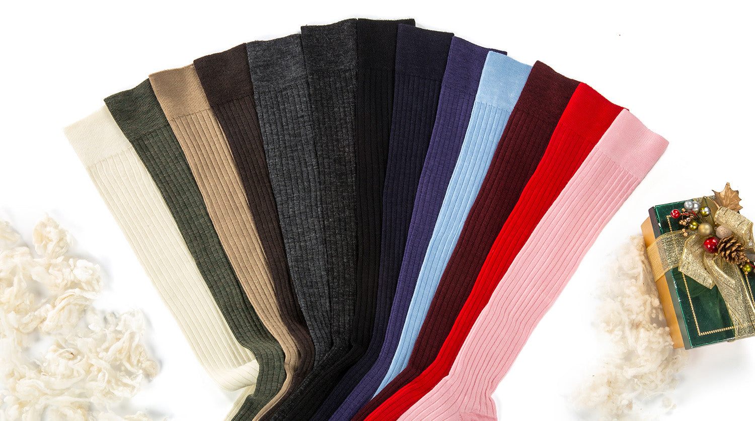 thirteen colors of merino wool over the calf dress socks from Boardroom Socks