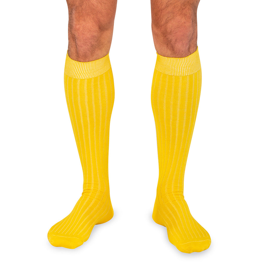 Yellow Cotton Over the Calf Dress Socks - Boardroom Socks