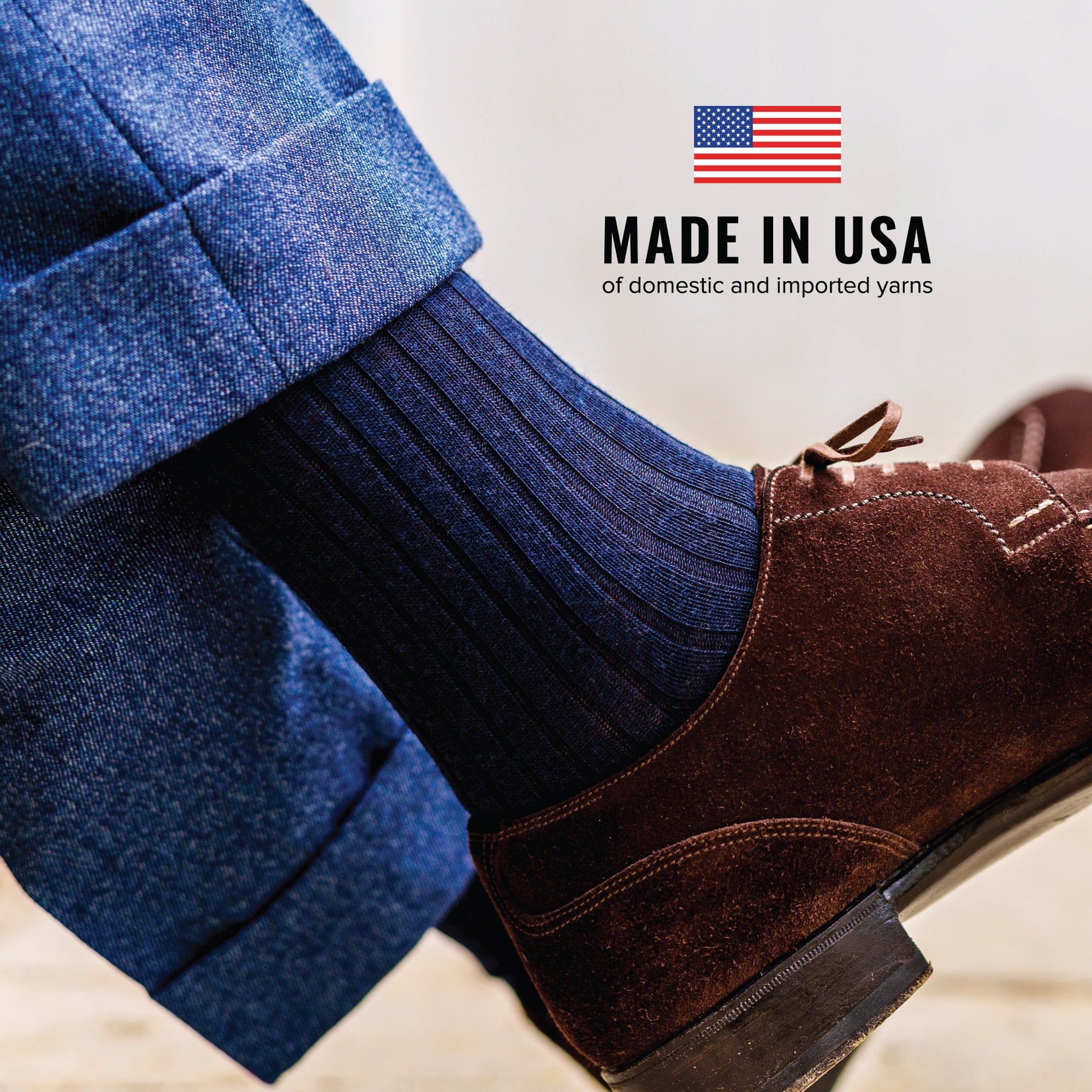 Navy Merino Wool Mid Calf Dress Socks