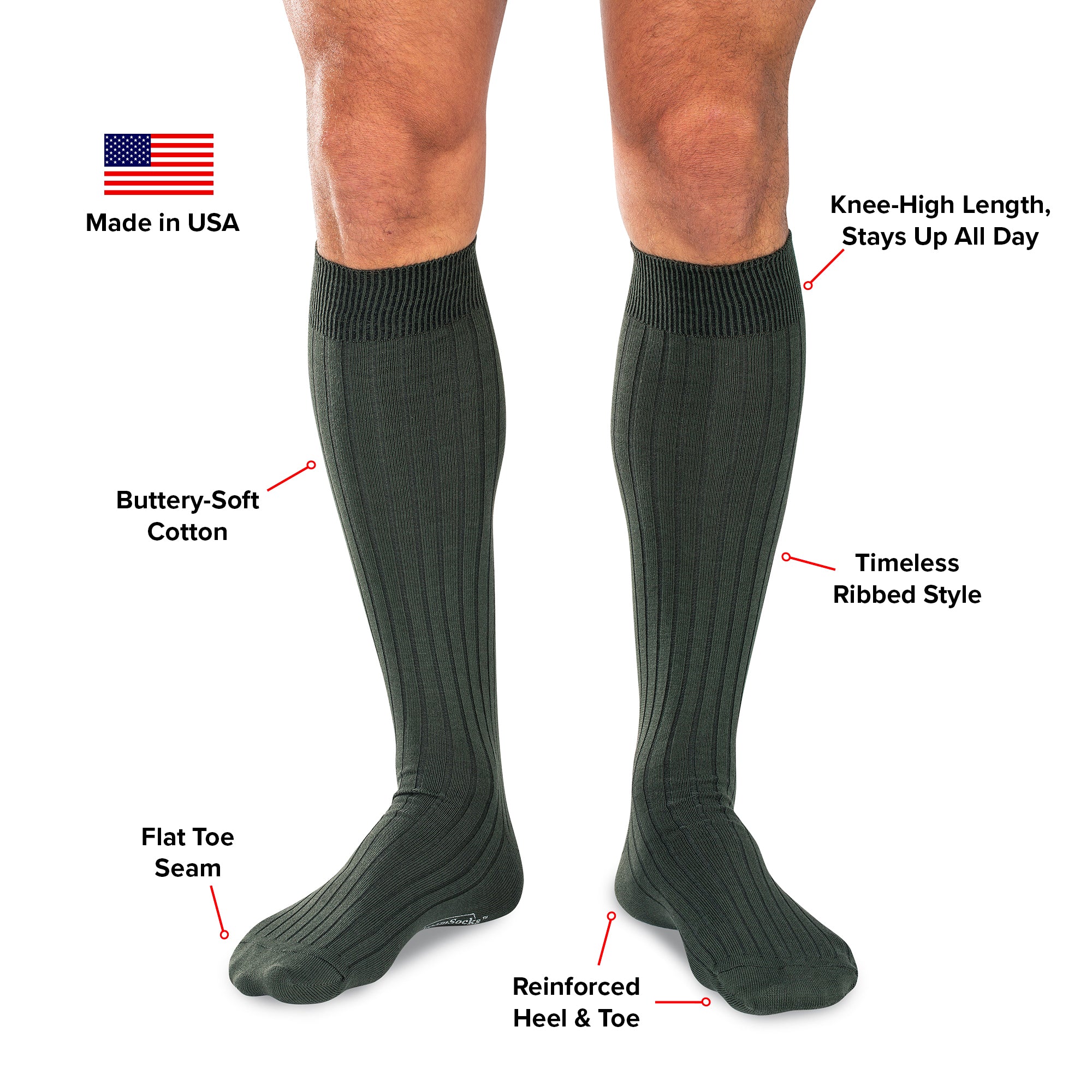 Cotton Over the Calf Dress Socks - 6 Pair Gift Box