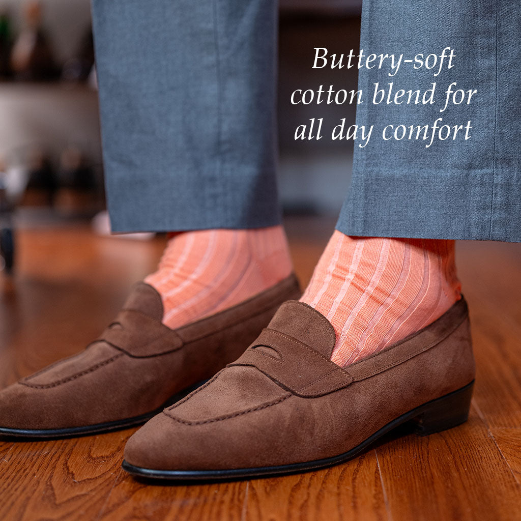 Peach Cotton Mid Calf Dress Socks - Boardroom Socks