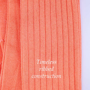 ribbed texture of peach colored cotton dress socks for men