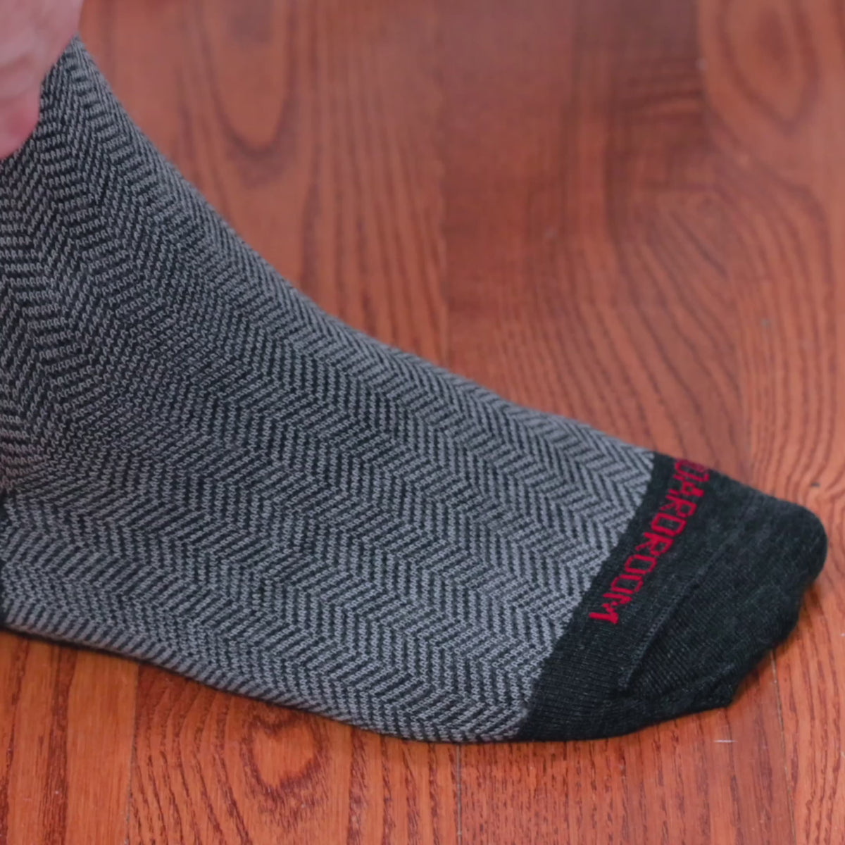 video overview of charcoal grey herringbone dress socks from Boardroom Socks