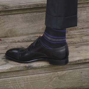 black and purple striped wool dress socks
