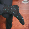 black and blue patterned cotton dress socks