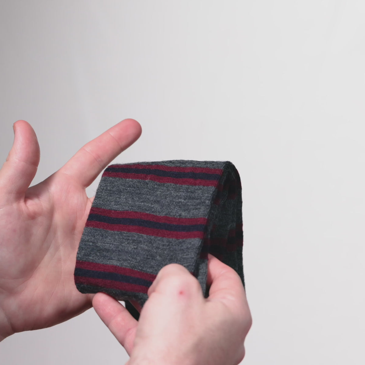video overview of grey heather wool striped dress socks