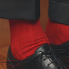 video of red cotton over the calf dress socks for men