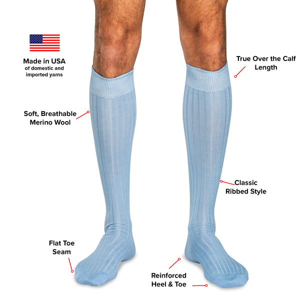 dusty blue dress socks Black Label Men's Dress Socks in Dusty Blue Polka Dot main image 0
