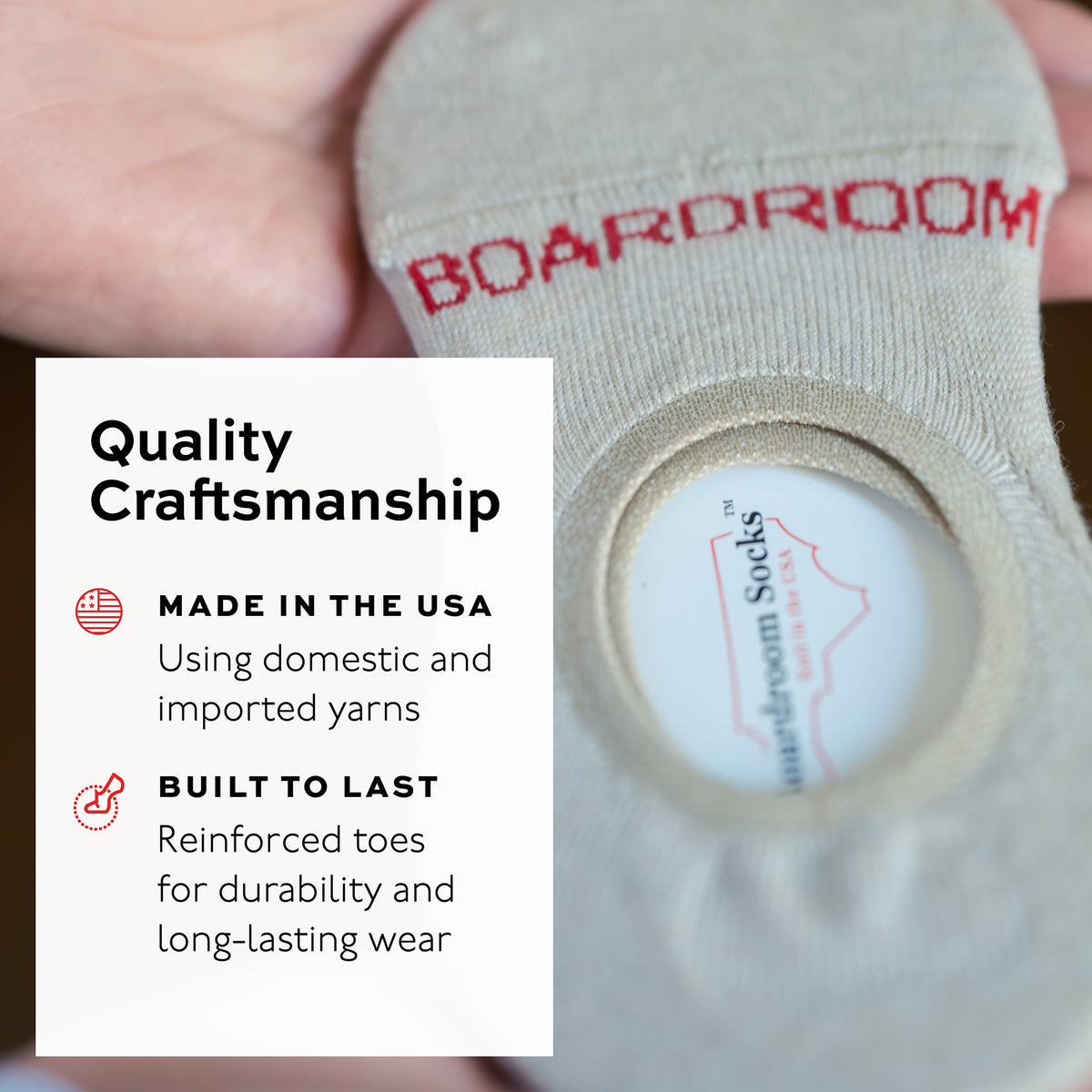 tan merino wool no-show dress socks for men crafted by Boardroom Socks