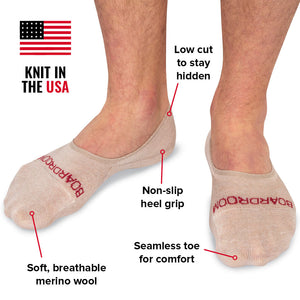 detailed infographic on Boardroom Socks' no show dress socks