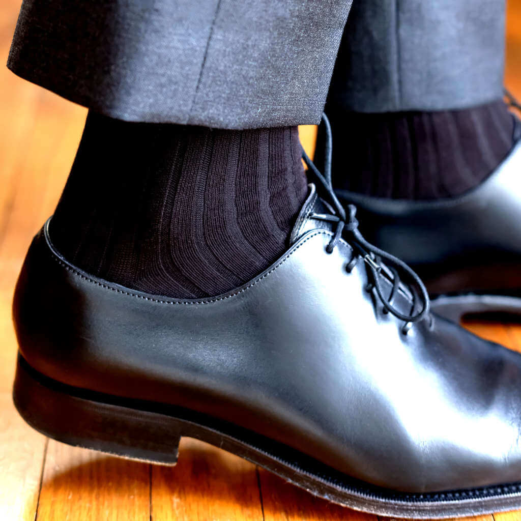 Black Cotton Over the Calf Dress Socks