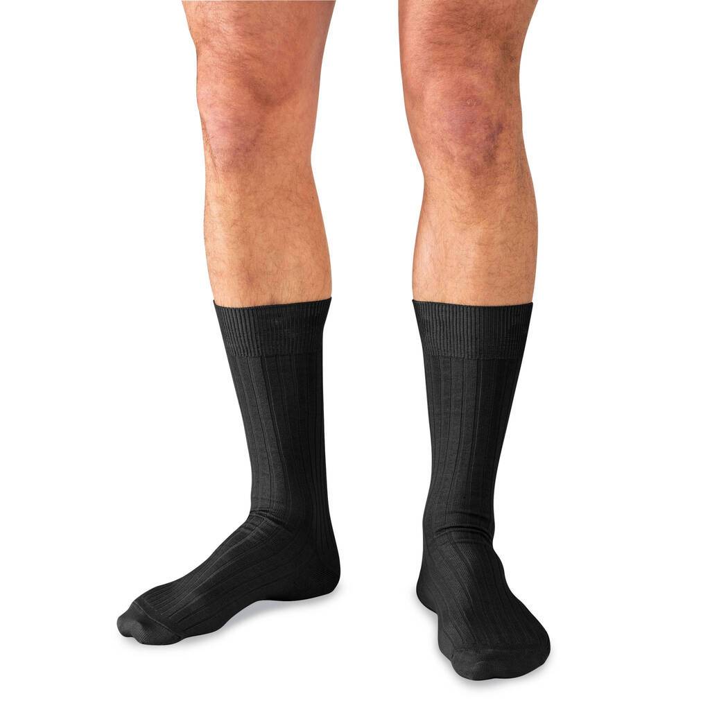 Black Pima Cotton Mid Calf Dress Socks