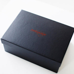 Black Gift Box with Boardroom Socks Logo in Red on Lid