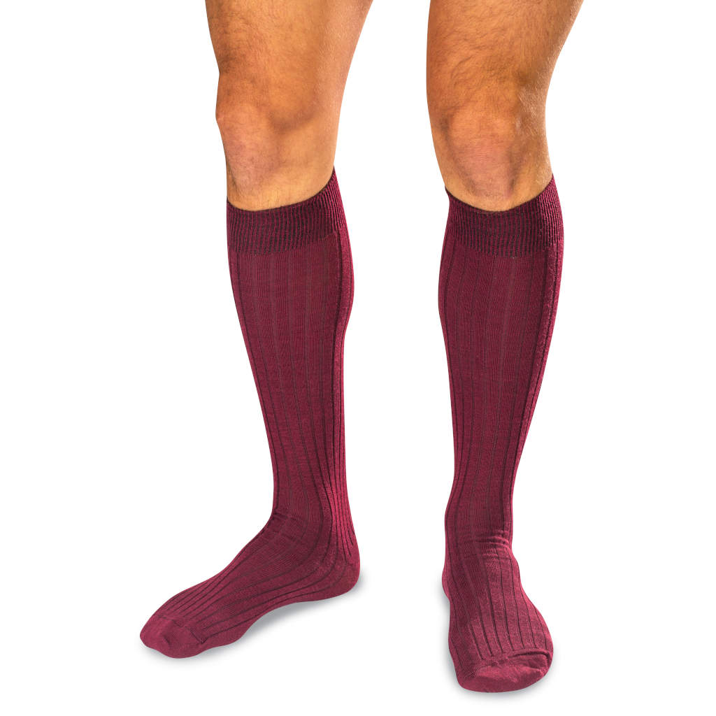 Over the Calf Merino Wool Dress Socks for Men | Burgundy Knee High Dress Socks by Boardroom Socks Over the Calf Merino Wool Dress Socks for Men | Burgundy Knee High Dress Socks by Boardroom Socks