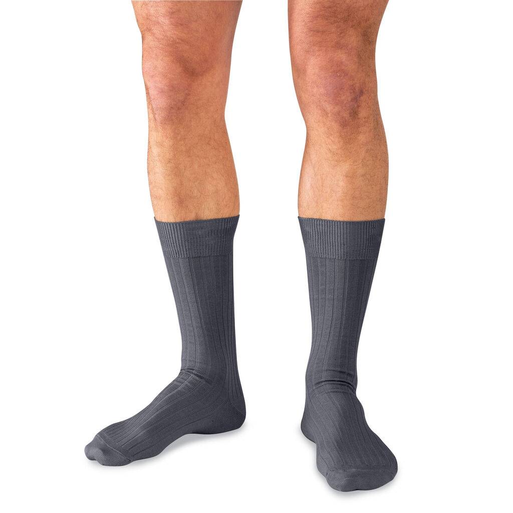 Grey Pima Cotton Mid Calf Dress Socks