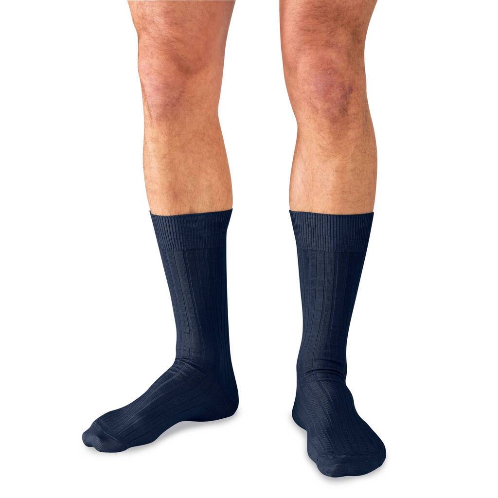Navy Cotton Mid Calf Dress Socks Navy Cotton Mid Calf Dress Socks