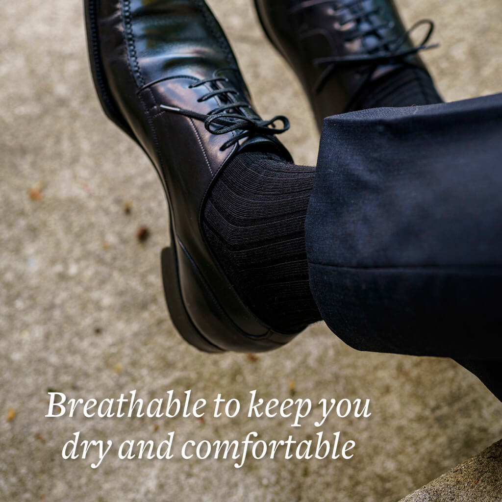 Black Merino Wool Mid Calf Dress Socks | Boardroom Socks Black Merino Wool Mid Calf Dress Socks | Boardroom Socks
