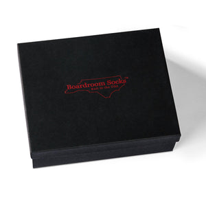 closed black gift box from Boardroom Socks