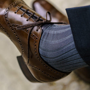 Grey Pima Cotton Mid Calf Dress Socks | Boardroom Socks