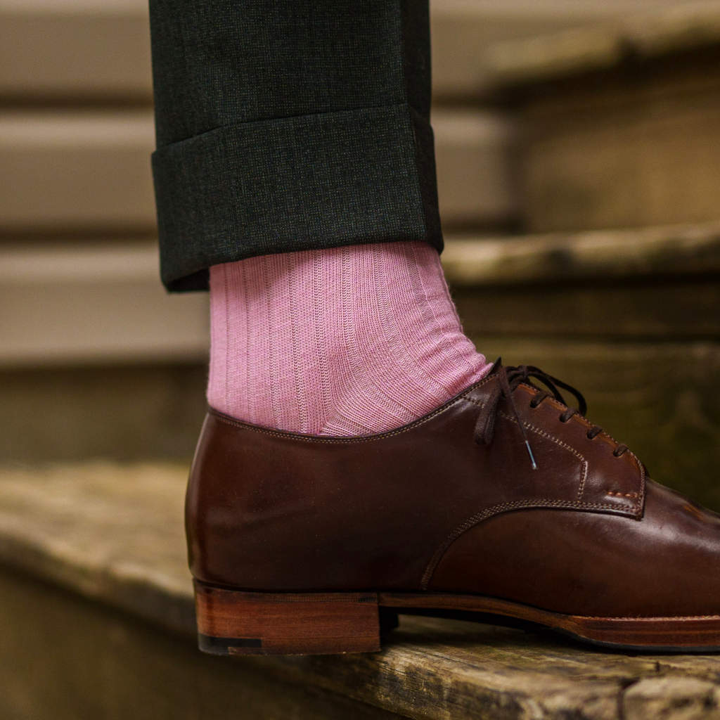 Pink Merino Wool Over the Calf Dress Socks - Boardroom Socks