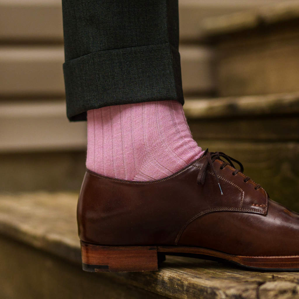 Pink Merino Wool Over the Calf Dress Socks - Boardroom Socks Pink Merino Wool Over the Calf Dress Socks - Boardroom Socks