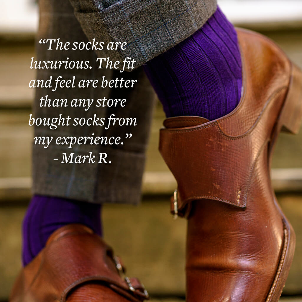 Purple Pima Cotton Mid Calf Dress Socks