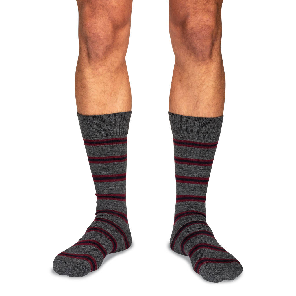 Boardroom Socks Striped Merino Wool Mid-Calf Dress Socks