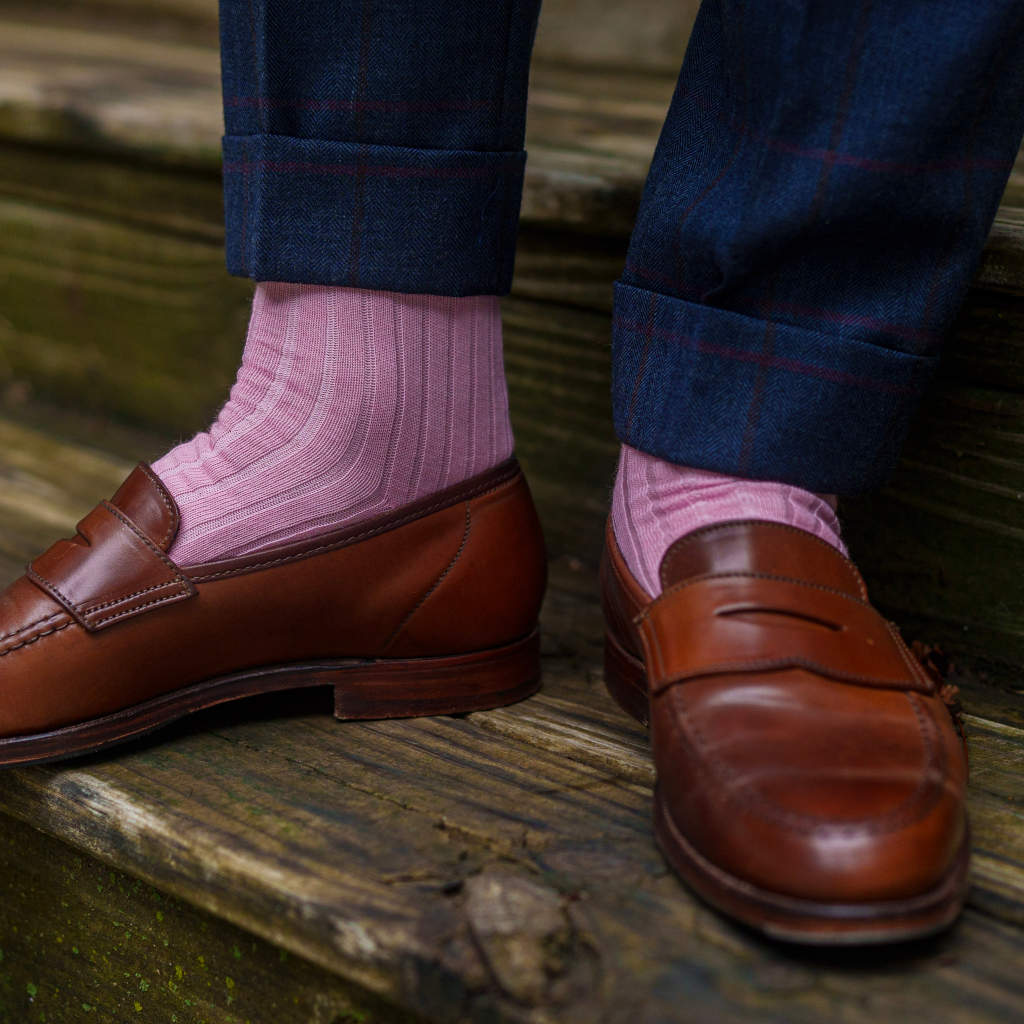 Pink Merino Wool Mid Calf Dress Socks - Boardroom Socks Pink Merino Wool Mid Calf Dress Socks - Boardroom Socks