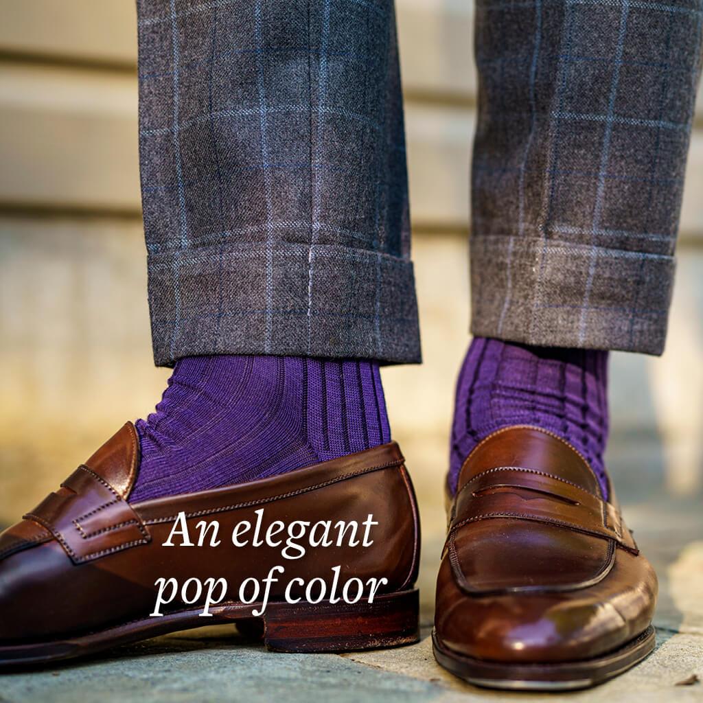 mens purple dress socks Lilac Iris Gray Argyle Wedding Groomsmen Mens U.S. Men's Shoe Sizes 8-12 modern sensibility Purple Merino Wool Mid Calf
