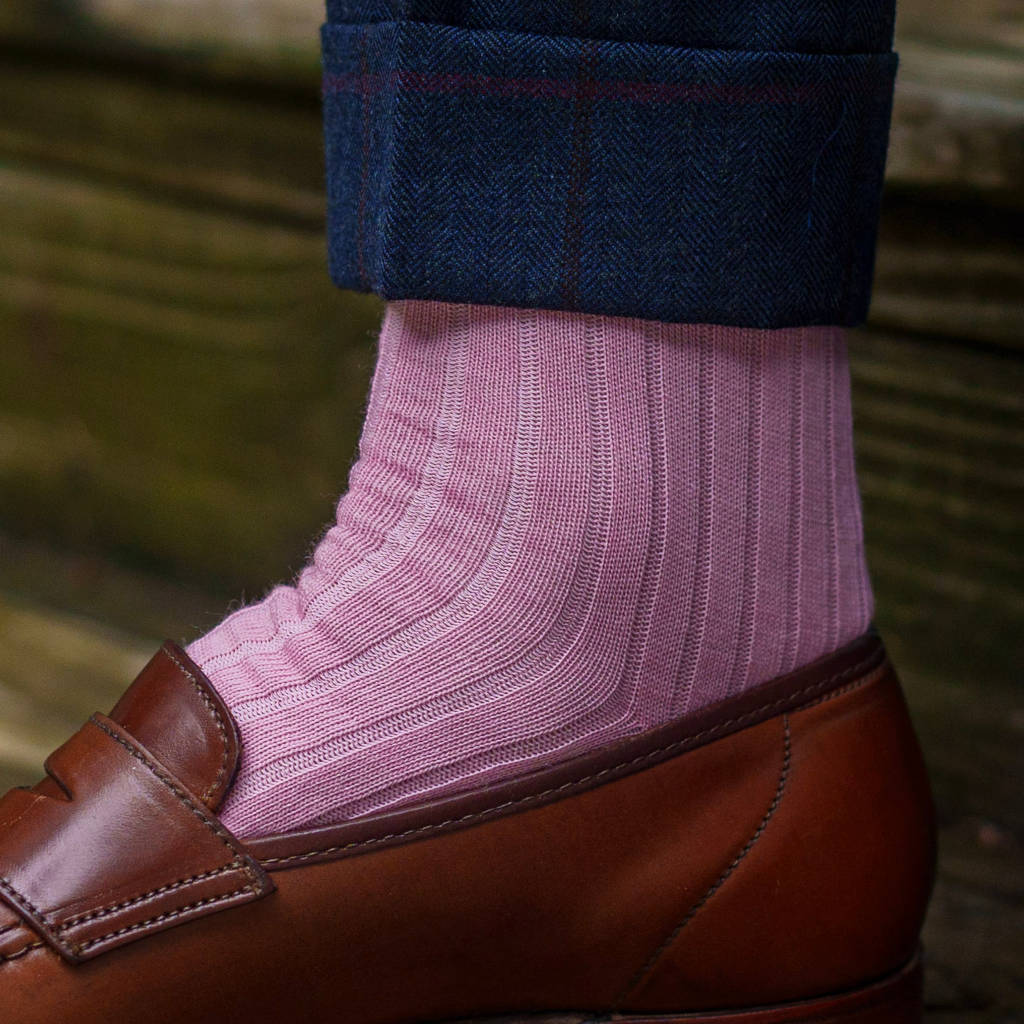 Pink Merino Wool Mid Calf Dress Socks - Boardroom Socks Pink Merino Wool Mid Calf Dress Socks - Boardroom Socks